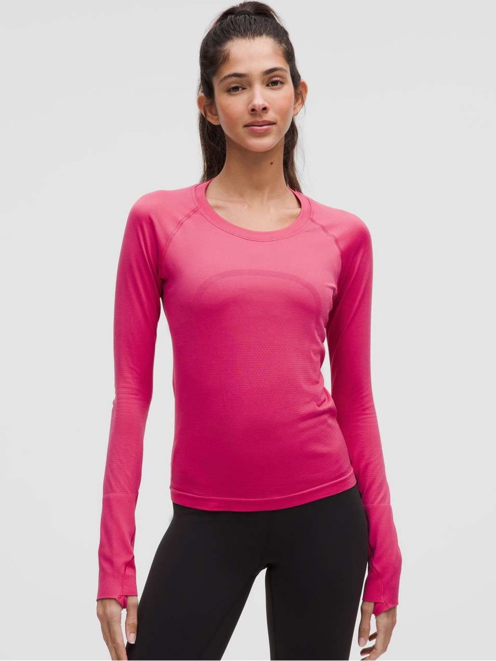 Lululemon Swiftly Tech LS 2.0 Waist Length Raspberry Coulis Size 8